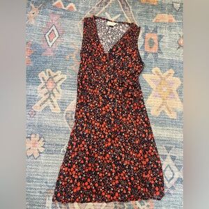 Universal Thread Orange and Black Sundress with V-neck Sleeveless Design
